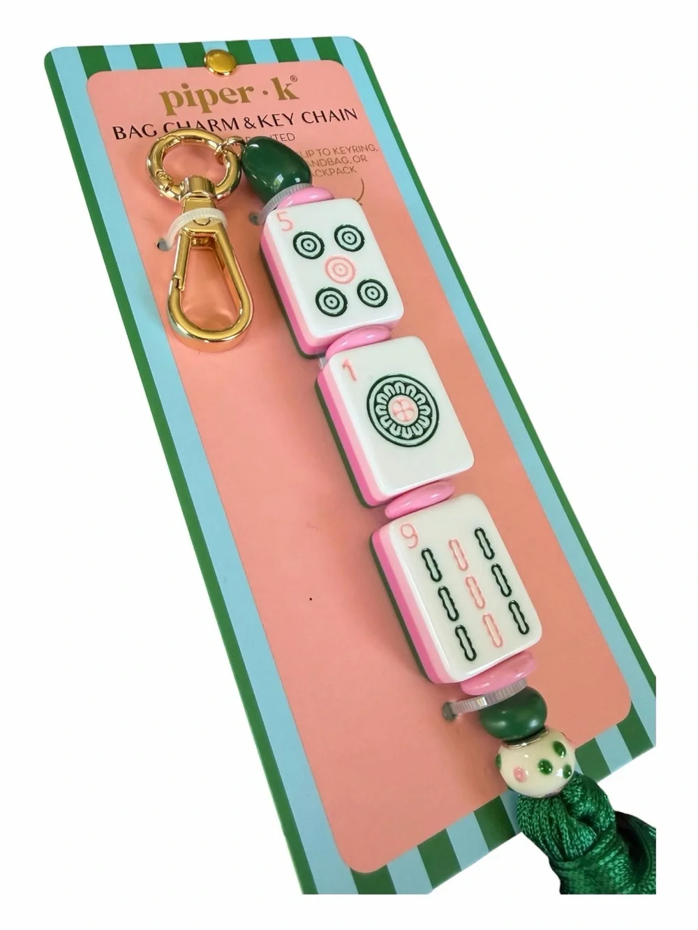 Popular Mahjong Tile Bag Charm Keychain NWT